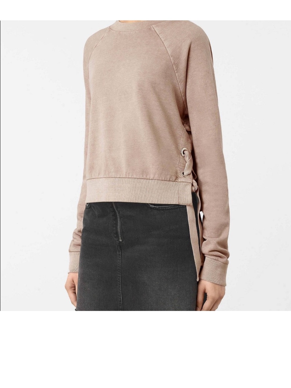 All saints Leti cropped sweatshirt in almond